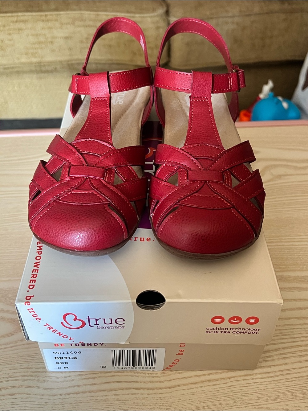 BareTraps Women's Red Strappy Closed-Toe Sandals